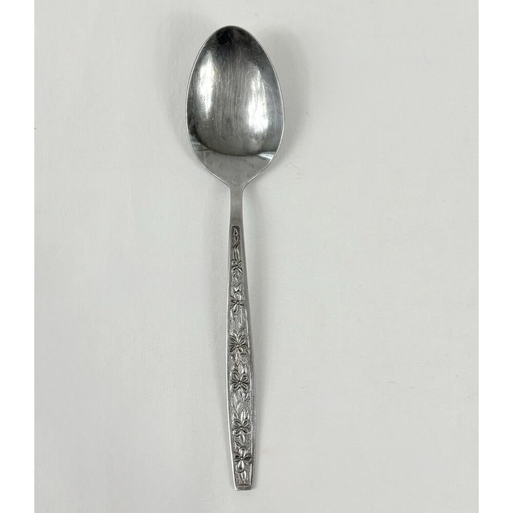 Vintage FLORAL Rogers LA SPANA 8.5” Serving Spoon Stainless FLATWARE Korea